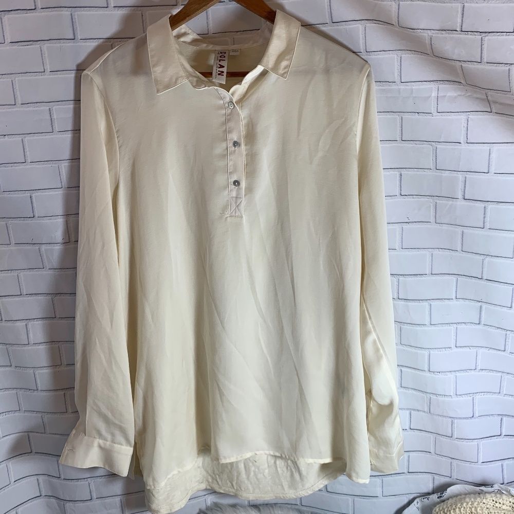 Anthro Dolan Left Coast Cream Tunic Blouse Sz L